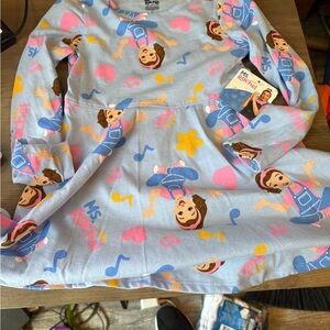 Rachel Kids Dress in Light Blue with Multicolor Print